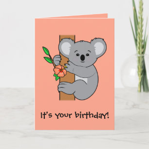 Cute Koala Happy Birthday Card