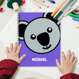 Cute Koala Head Simple Cartoon Name Monogram Notebook
