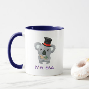 Cute Koala in a Black Top Hat Custom Mug