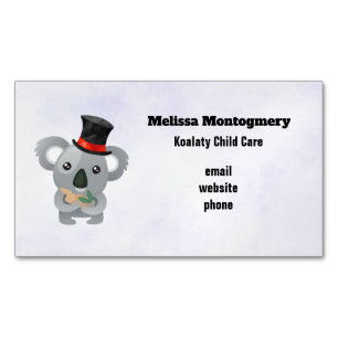 Cute Koala in a Black Top Hat Magnetic Business Card