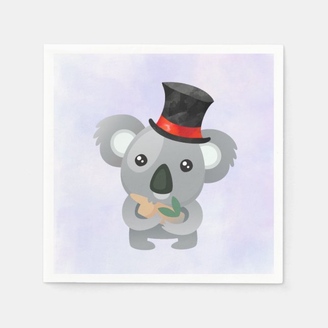 Cute Koala in a Black Top Hat Napkin (Front)