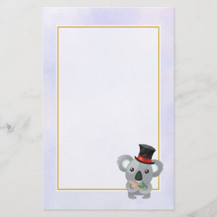 Cute Koala in a Black Top Hat Stationery