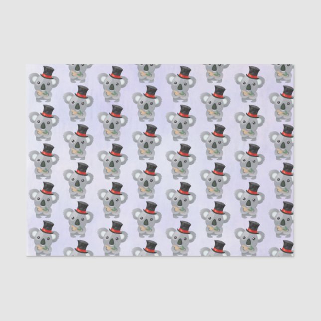 Cute Koala in a Black Top Hat Tissue Paper (Front)