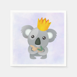 Cute Koala in a Golden Crown Napkin