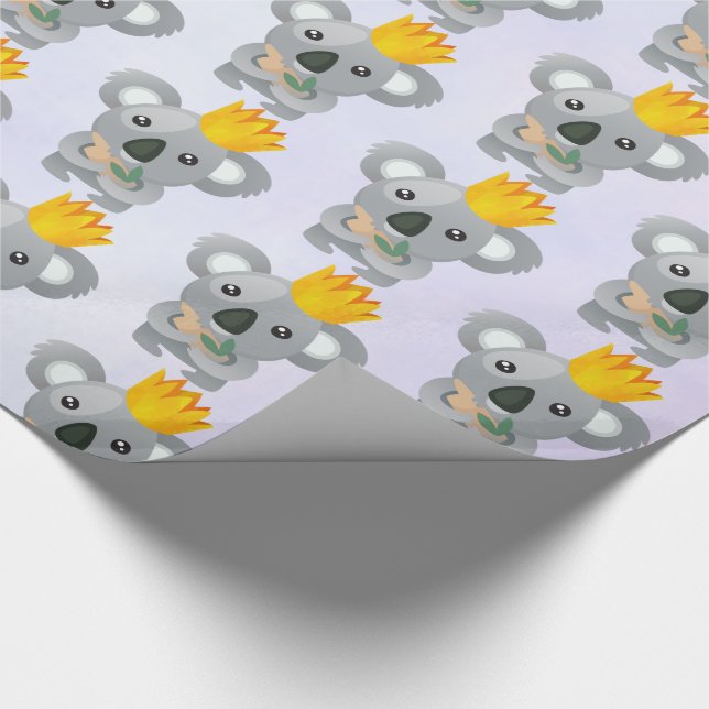 Cute Koala in a Golden Crown Wrapping Paper (Corner)