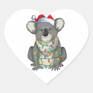 Cute koala in christmas lights heart sticker
