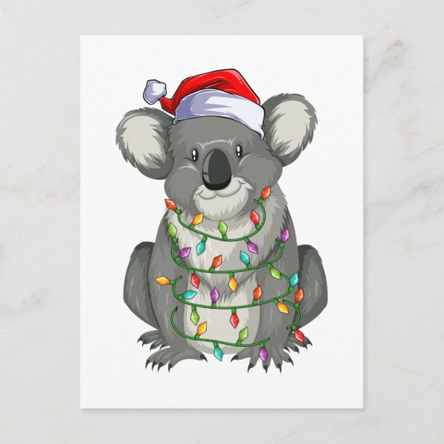 Cute koala in christmas lights postcard (Front)