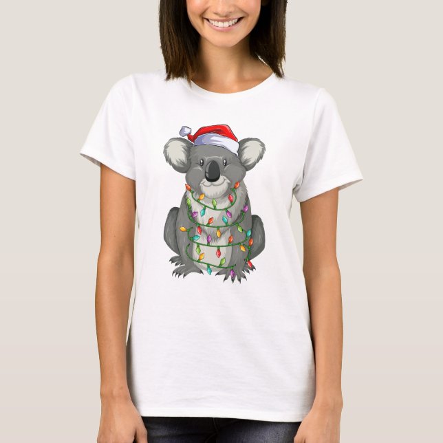 Cute koala in christmas lights Women T-Shirt (Front)