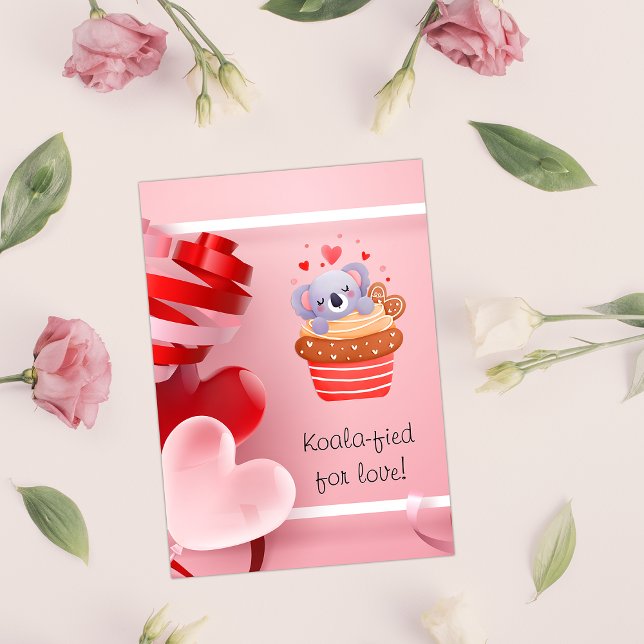 Cute Koala in Cupcake Pink Valentine's Day Holiday Postcard (Creator Uploaded)