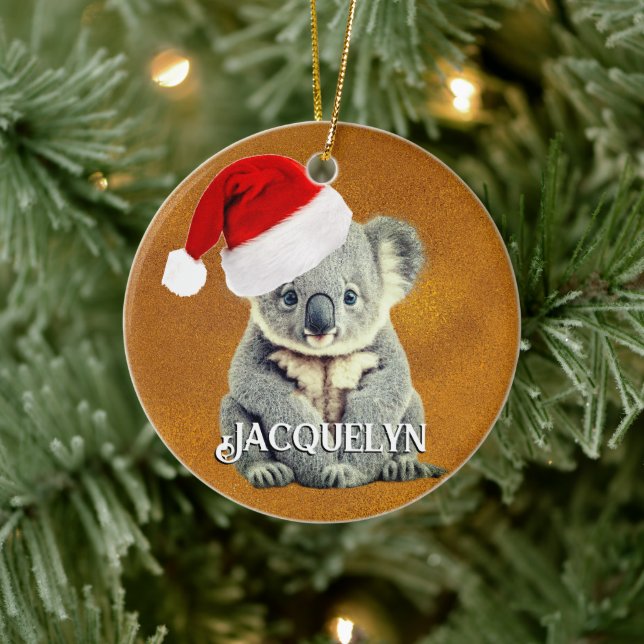 Cute Koala in Santa Hat Ceramic Tree Decoration (Tree)