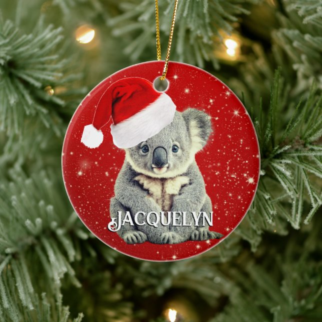 Cute Koala in Santa Hat Ceramic Tree Decoration (Tree)
