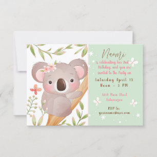 Cute Koala Kid's birthday party custom Invitation
