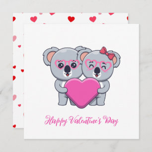 Cute Koala Kids Valentine's Day Holiday Card