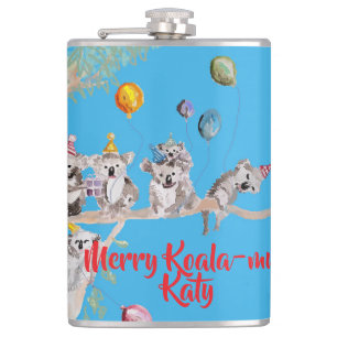 Cute Koala Koalas Merry Christmas Koala-mus Girls Hip Flask