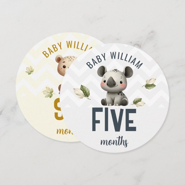 Cute Koala Leopard 5-6 Months Baby Milestone Sign (Front/Back)