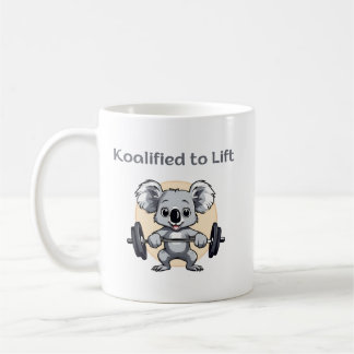 Cute koala lifting weights - koalified to lift coffee mug