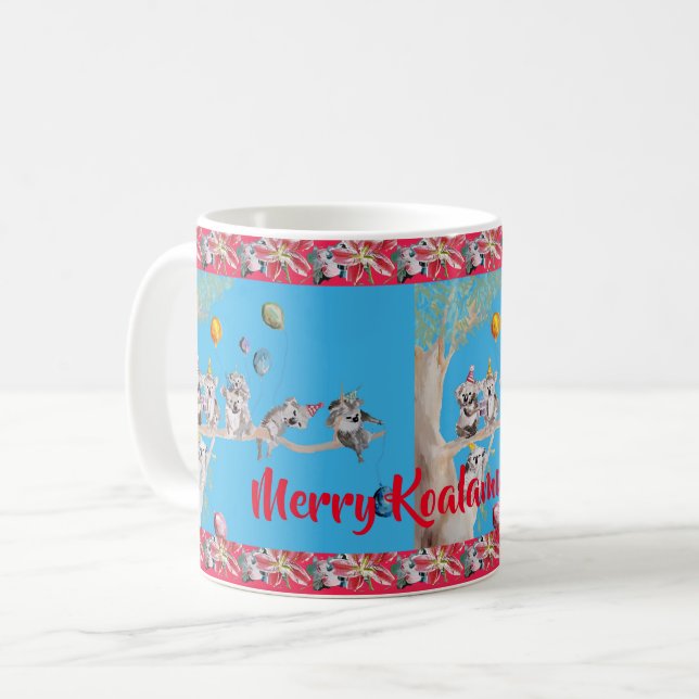 Cute Koala Merry Koalamus Christmas Mug (Front Left)