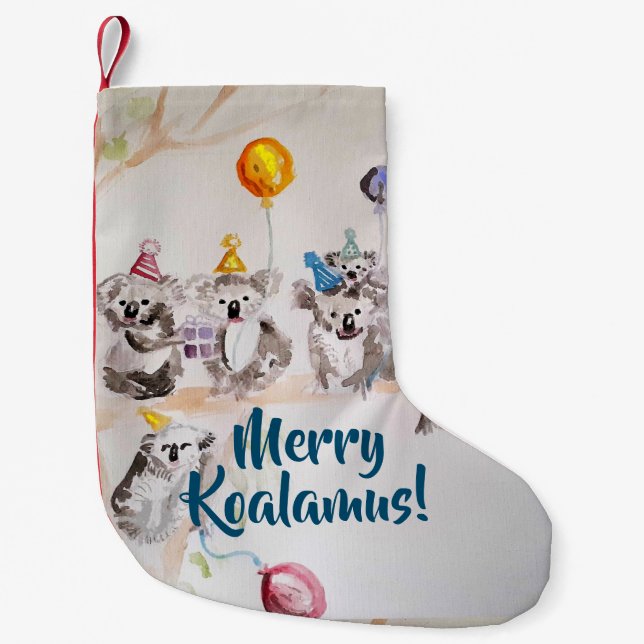 Cute Koala Merry Koalamus Christmas Stocking (Front)