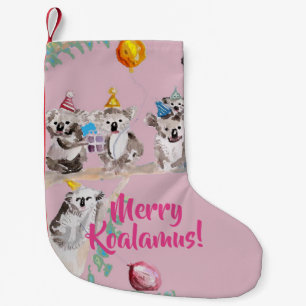 Cute Koala Merry Koalamus Pink Christmas Stocking