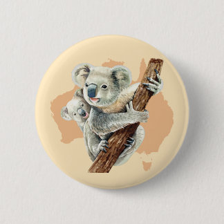 Cute Koala Mom and Baby 6 Cm Round Badge