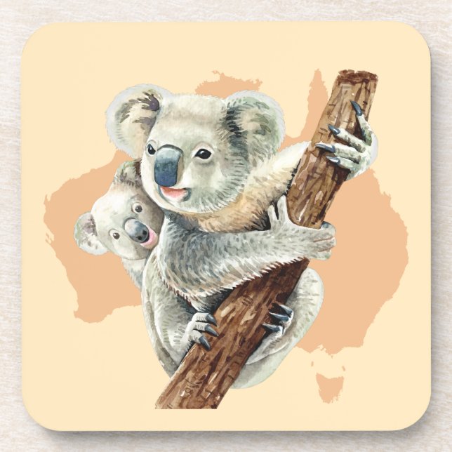 Cute Koala Mom and Baby Coaster (Front)