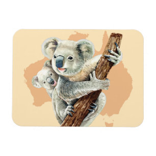 Cute Koala Mum and Baby Magnet