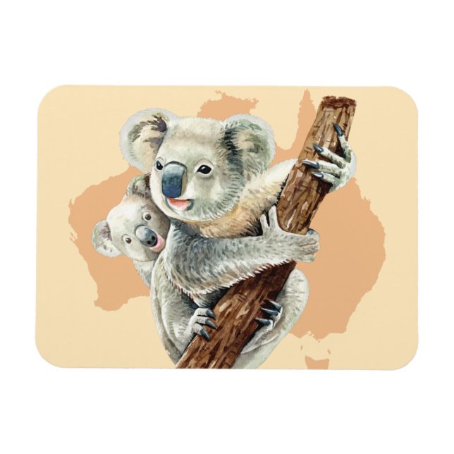 Cute Koala Mum and Baby Magnet (Horizontal)