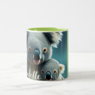 Cute Koala Mum and Baby Newborn Facts Gift Mug