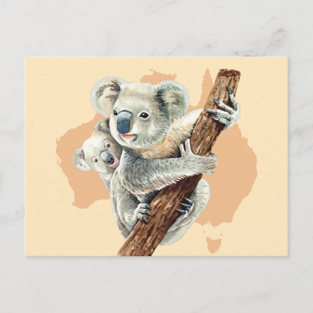 Cute Koala Mum and Baby Postcard (Front)