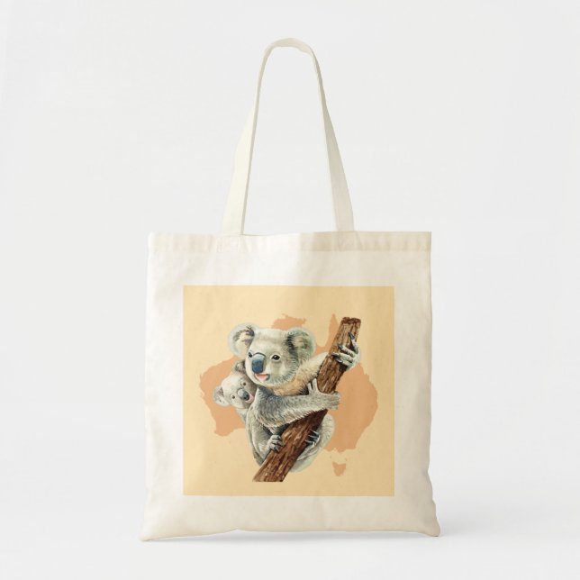 Cute Koala Mum and Baby Tote Bag (Front)