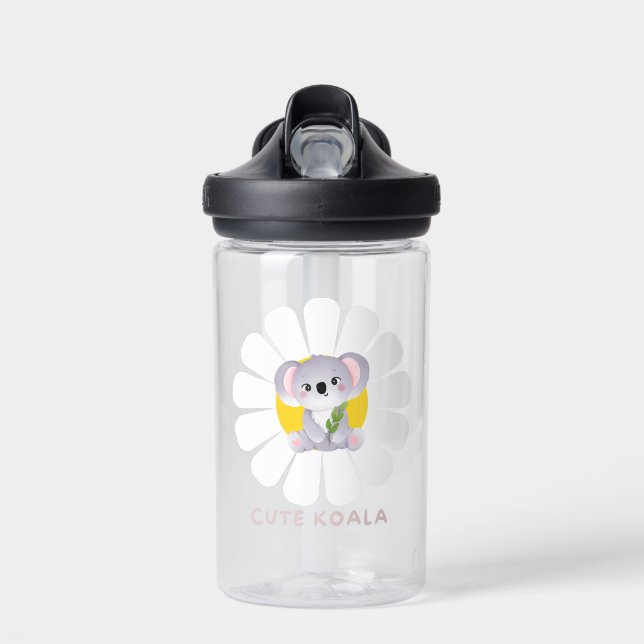 Cute koala on daisy flower Animals Lover Water Bottle (Front)
