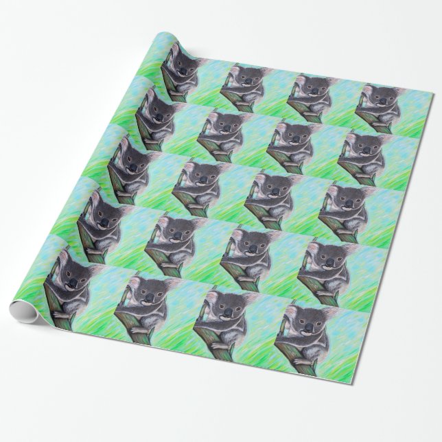 Cute Koala painting Wrapping Paper (Unrolled)