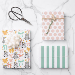Cute Koala Panda Bear Wrapping Paper  Set of 3