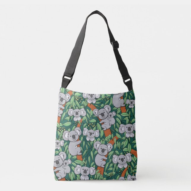 Cute Koala Pattern Hunter Green Crossbody Bag (Front)