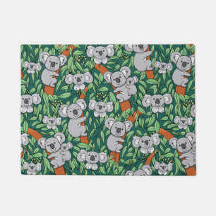 Cute Koala Pattern Hunter Green Doormat