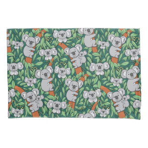 Cute Koala Pattern Hunter Green Pillowcase