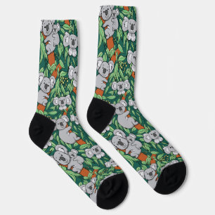 Cute Koala Pattern Hunter Green Socks