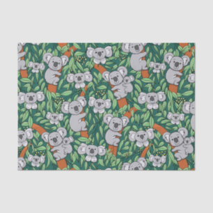 Cute Koala Pattern Hunter Green Tissue Paper