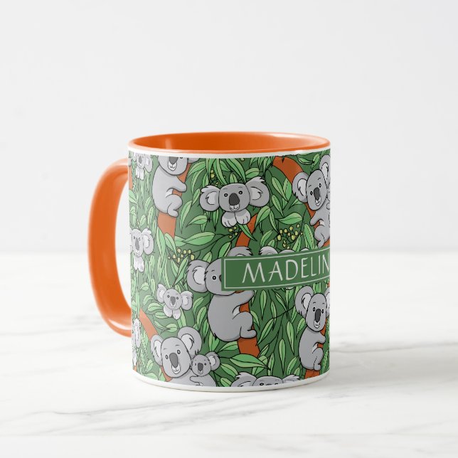 Cute Koala Pattern Personalise Green Mug (Front Left)