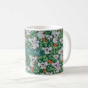 Cute Koala Pattern Personalise Hunter Green Coffee Mug