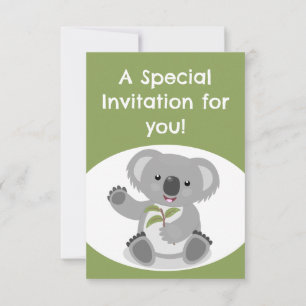 Cute Koala personalised birthday Invitation