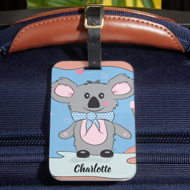 Cute Koala Personalised Kid Luggage Tag (Front Insitu 2)