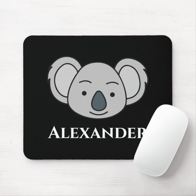 Cute Koala Personalized Custom Name Back To School Mouse Mat (With Mouse)