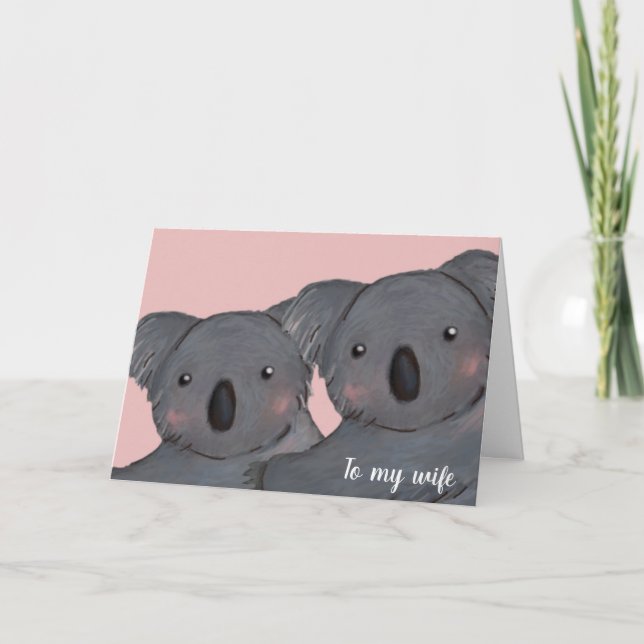 cute koala pink wife birthday card (Front)