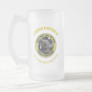 Cute koala ‘play on words’ personalised frosted glass beer mug