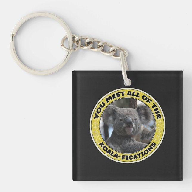 Cute koala ‘play on words’ personalised keychain (Front)