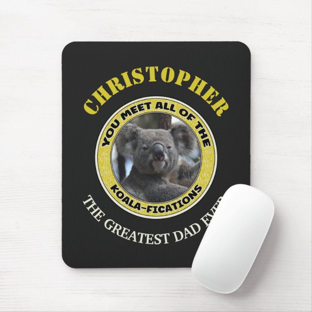Cute koala ‘play on words’ personalized  mouse mat (With Mouse)