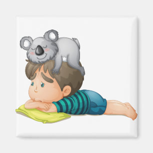 Cute koala playing with lovely boy Australia Magnet