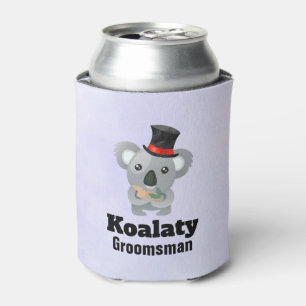 Cute Koala Pun Koalaty Groomsman Can Cooler