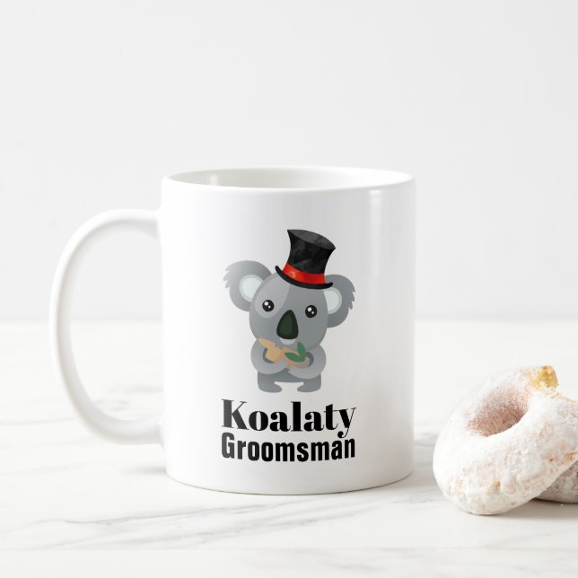 Cute Koala Pun Koalaty Groomsman Coffee Mug (With Donut)